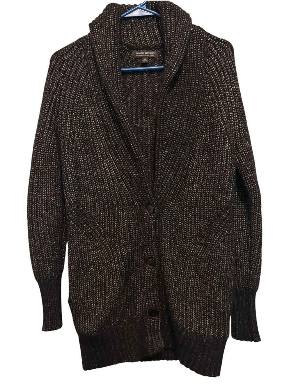 Banana Republic Italian Yarn Wool Blend Grandfather Cardigan Sweater.  Size S
